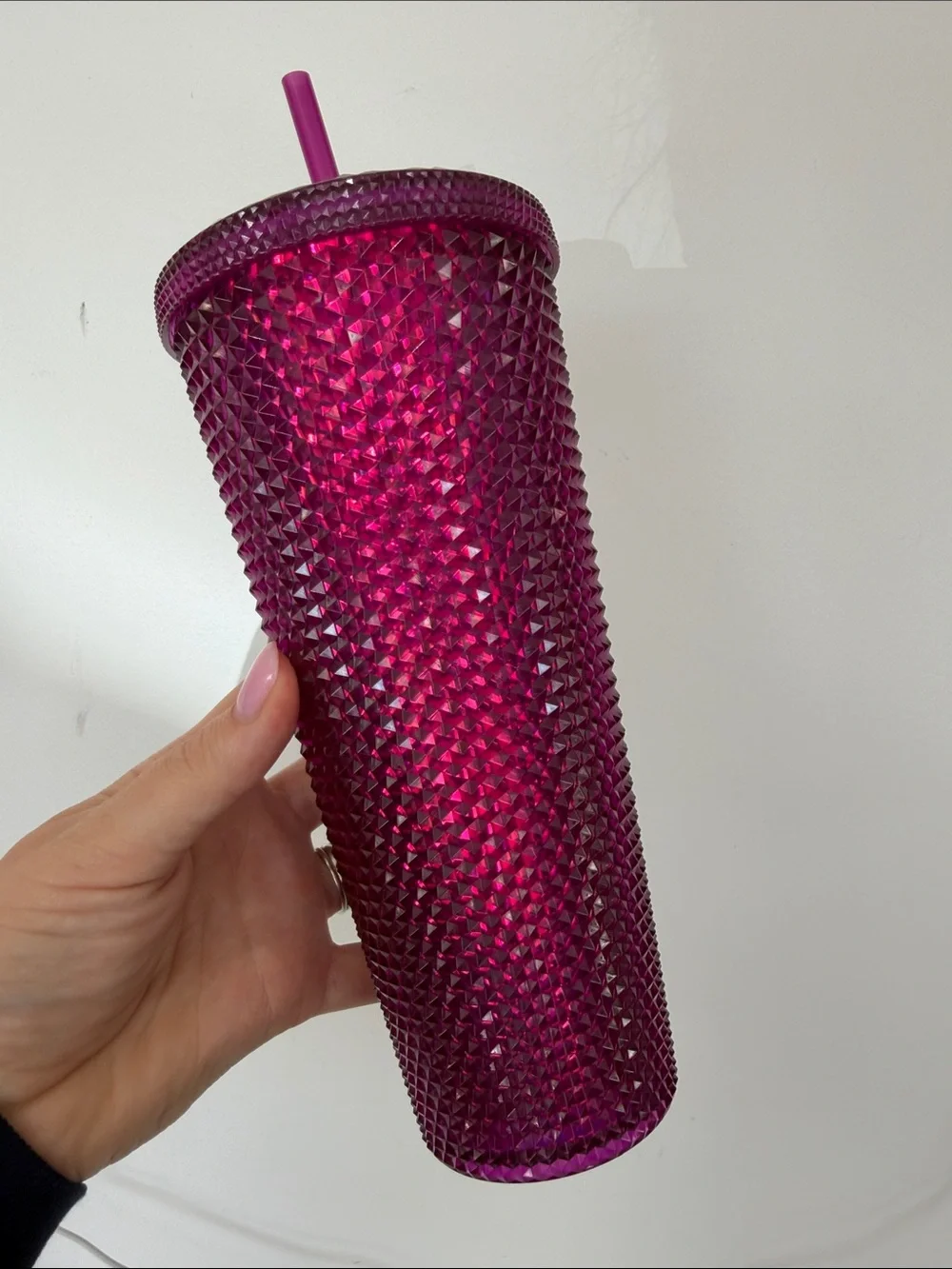 Starbucks Studded Raspberry Reusable Tumbler with Straw bling berry